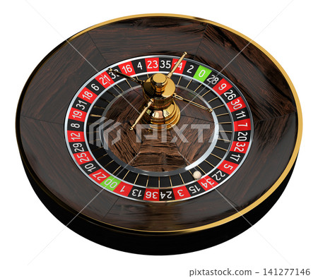 Roulette Wheel and Ball on White Background - Side View - 3D illustration Roulette Wheel and Ball on White Background - Side View - 3D illustration 141277146