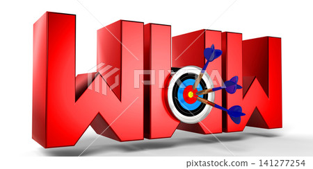 WWW concept - dartboard with arrows, white background - 3D illustration WWW concept - dartboard with arrows, white background - 3D illustration 141277254