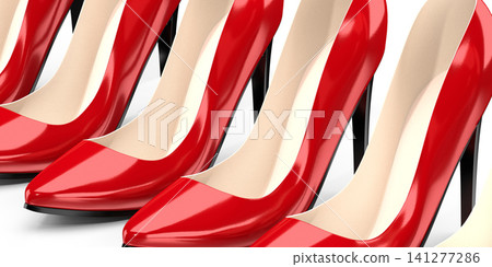 Red high heel shoes - 3D illustration Red high heel shoes - 3D illustration 141277286