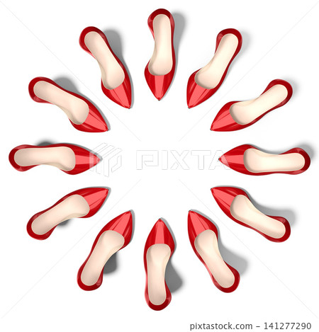 Red high heel shoes - 3D illustration Red high heel shoes - 3D illustration 141277290