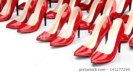 Red high heel shoes - 3D illustration Red high heel shoes - 3D illustration 141277294