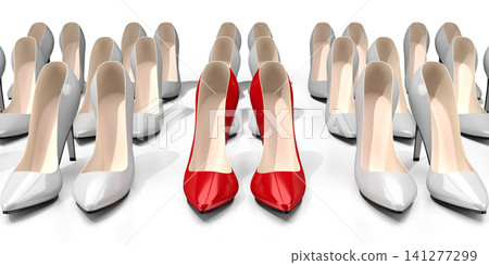 Red high heel shoes - 3D illustration Red high heel shoes - 3D illustration 141277299