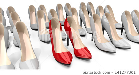 Red high heel shoes - 3D illustration 141277301