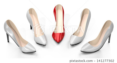 Red high heel shoes - 3D illustration Red high heel shoes - 3D illustration 141277302