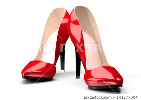Red high heel shoes - 3D illustration Red high heel shoes - 3D illustration 141277304
