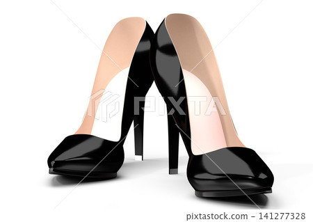 Black high heel shoes - 3D illustration Black high heel shoes - 3D illustration 141277328