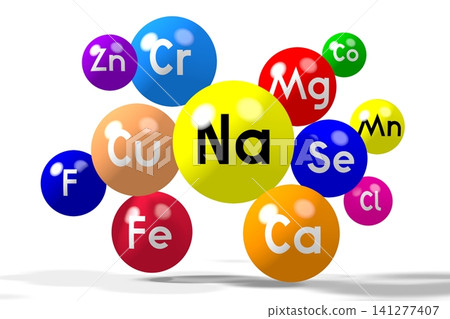 Colorful minerals on white background - 3D illustration Colorful minerals on white background - 3D illustration 141277407