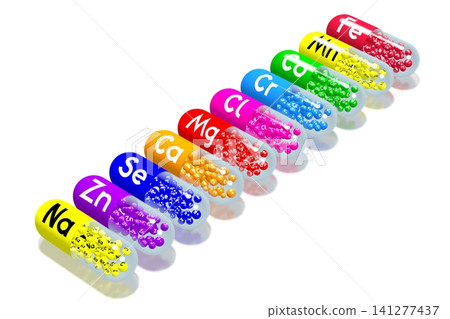 Colorful minerals on white background - 3D illustration Colorful minerals on white background - 3D illustration 141277437