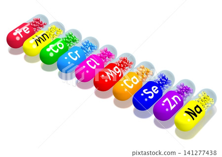 Colorful minerals on white background - 3D illustration Colorful minerals on white background - 3D illustration 141277438
