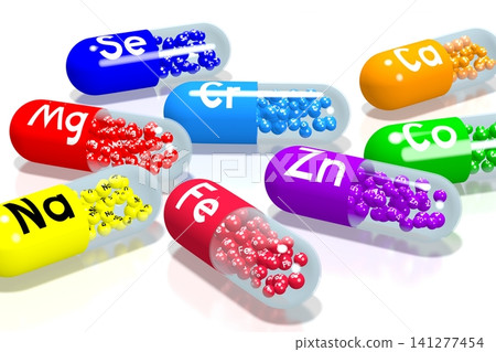 Colorful minerals on white background - 3D illustration Colorful minerals on white background - 3D illustration 141277454