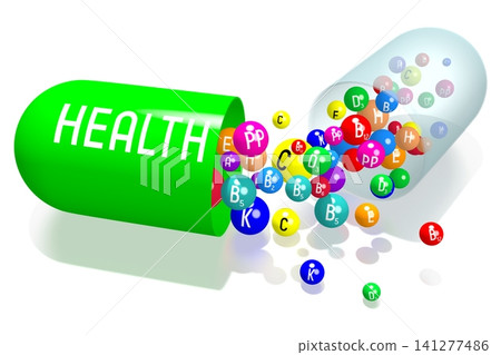 Health concept - green capsule on white background - 3D illustration Health concept - green capsule on white background - 3D illustration 141277486
