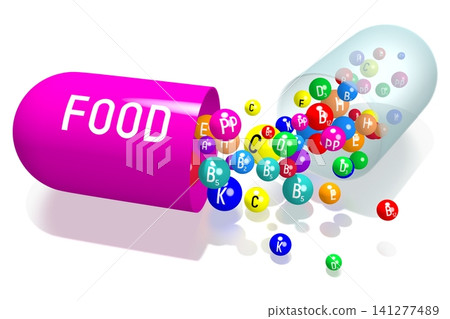 Food concept - violet capsule on white background - 3D illustration Food concept - violet capsule on white background - 3D illustration 141277489