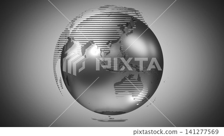Geometrical world map, Asia and Australia side - 3D illustration 141277569