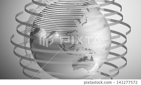 Geometrical world map, Asia and Australia side - 3D illustration 141277572
