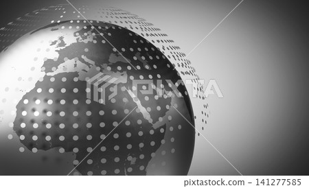 Dotted geometrical world map, Europe and Africa side - 3D illustration 141277585