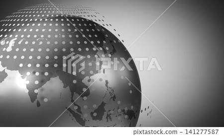 Dotted geometrical world map, Asia side - 3D illustration 141277587