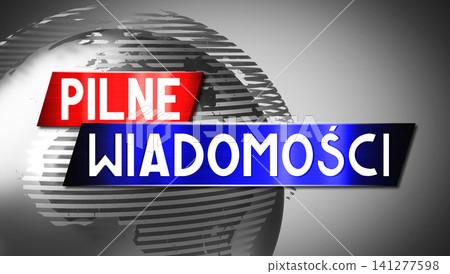 Breaking news in Polish with world map in background - 3D illustration Breaking news in Polish with world map in background - 3D illustration 141277598