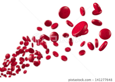 Red blood cells on white background - 3D illustration Red blood cells on white background - 3D illustration 141277648