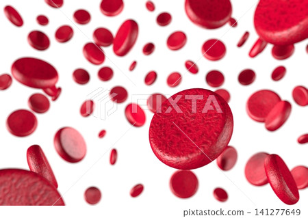 Red blood cells on white background - 3D illustration Red blood cells on white background - 3D illustration 141277649