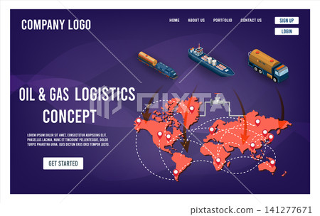 Oil & Gas Logistics with with global logistics partnership for website and mobile website. Easy to edit and customize. Vector illustration Oil & Gas Logistics with with global logistics partnership for website and mobile website. Easy to edit and customize. Vector illustration 141277671