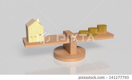 Home Value and Mortgage Affordability Balance Concept 3d render. Home Value and Mortgage Affordability Balance Concept 3d render. 141277793