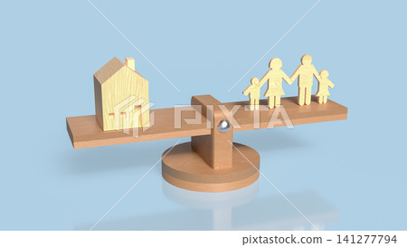 Family Housing Balance and Home Ownership Decision Concept 3d render. Family Housing Balance and Home Ownership Decision Concept 3d render. 141277794