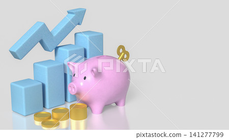 Piggy Bank Investment Growth and Smart Financial Success Concept 3d render. Piggy Bank Investment Growth and Smart Financial Success Concept 3d render. 141277799