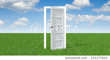 Open door concept - 3D illustration 141277820