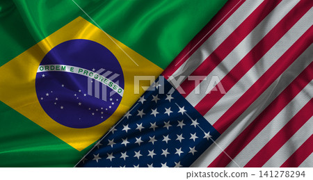 Bilateral relations between Brazil and United States. Flag of Brazil and United States Bilateral relations between Brazil and United States. Flag of Brazil and United States 141278294