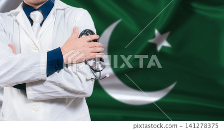 Pakistani national health system, Medical professional holding sthetoscope isolated Pakistani national health system, Medical professional holding sthetoscope isolated 141278375