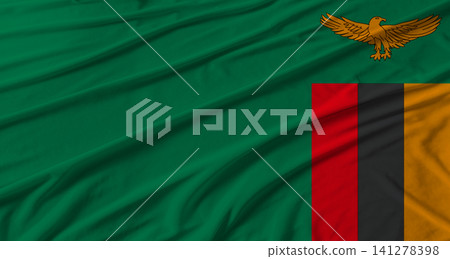 Zambia flag waving. Flag of Zambia with cloth texture Zambia flag waving. Flag of Zambia with cloth texture 141278398