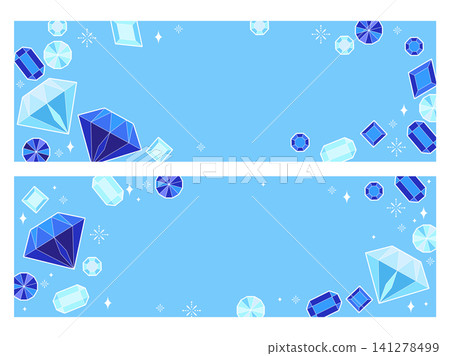 閃耀的鑽石和藍寶石插圖橫幅 141278499