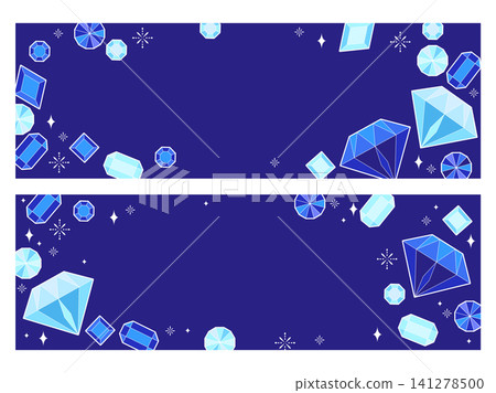 閃耀的鑽石和藍寶石插圖橫幅 141278500