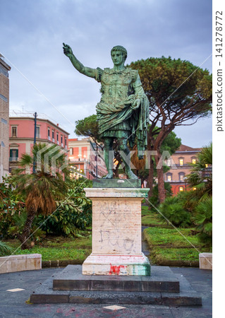 NAPLES, ITALY - NOV 5, 2018 - The statue of Octavian Augustus or Statue d'Auguste emperor in Naples NAPLES, ITALY - NOV 5, 2018 - The statue of Octavian Augustus or Statue d'Auguste emperor in Naples 141278772