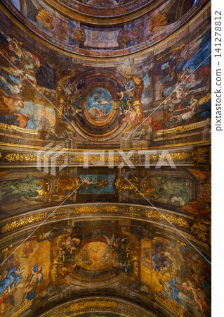 VALLETTA, MALTA - NOVEMBER 12, 2018 - The Church of Our Lady of Victory altar and ceiling interior VALLETTA, MALTA - NOVEMBER 12, 2018 - The Church of Our Lady of Victory altar and ceiling interior 141278812