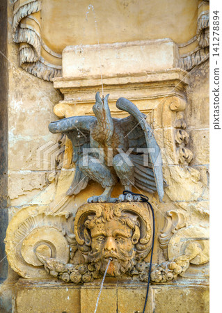 Eagle fountain on the side of Main Guard building in Valletta, Malta Eagle fountain on the side of Main Guard building in Valletta, Malta 141278894