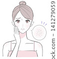 Women who are troubled by facial pores 141279059