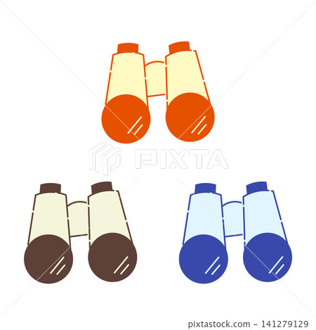Binoculars icon set of 3 colors (Birdwatching, Outdoors, Travel, Simple Illustration Material) 141279129