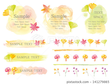 Watercolor autumn-themed plant frame set Watercolor autumn-themed plant frame set 141279865
