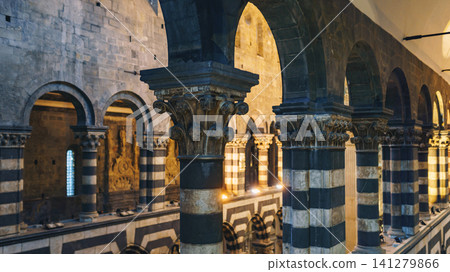 GENOA, ITALY - NOVEMBER 4, 2018: Interior of Cathedrale di San Lorenzo or Cathedral of Saint Lawrence GENOA, ITALY - NOVEMBER 4, 2018: Interior of Cathedrale di San Lorenzo or Cathedral of Saint Lawrence 141279866