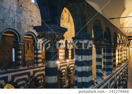 GENOA, ITALY - NOVEMBER 4, 2018: Interior of Cathedrale di San Lorenzo or Cathedral of Saint Lawrence GENOA, ITALY - NOVEMBER 4, 2018: Interior of Cathedrale di San Lorenzo or Cathedral of Saint Lawrence 141279868