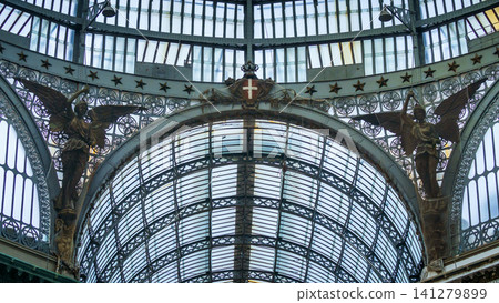 NAPLES, ITALY - 05 NOVEMBER, 2018 - Galleria Umberto I, a public shopping gallery in Napoli and its interiors NAPLES, ITALY - 05 NOVEMBER, 2018 - Galleria Umberto I, a public shopping gallery in Napoli and its interiors 141279899