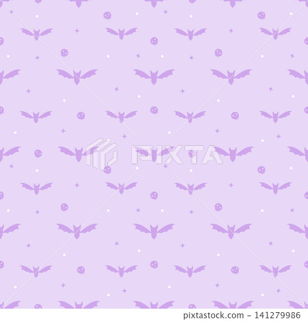 Cute Kawaii Pastel Purple Halloween Bat Seamless Pattern Cute Kawaii Pastel Purple Halloween Bat Seamless Pattern 141279986