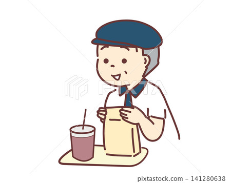 在商店工作的老人，提供商品 141280638