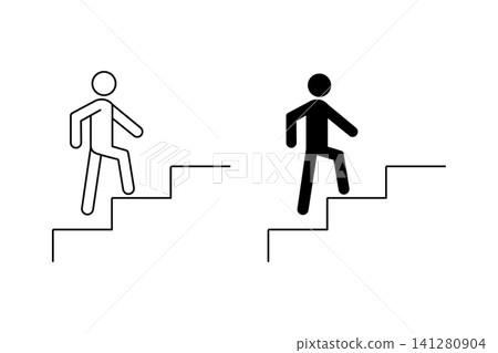 Icon of a person climbing stairs Icon of a person climbing stairs 141280904