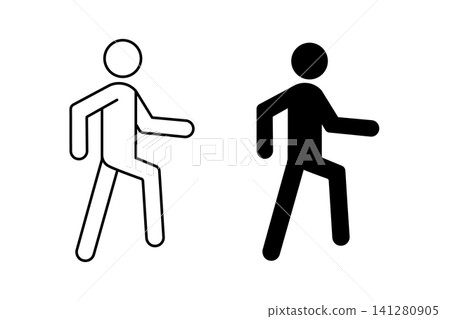 Line art icons and pictograms of people walking Line art icons and pictograms of people walking 141280905