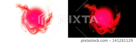 A transparent background with a glowing red energy orb and swirling smoke effect. A transparent background with a glowing red energy orb and swirling smoke effect. 141281129