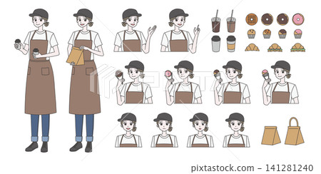 女性咖啡店員插畫素材集 2 女性咖啡店員插畫素材集 2 141281240