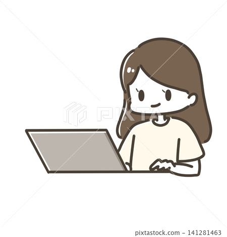 女人操作一台個人計算機 女人操作一台個人計算機 141281463