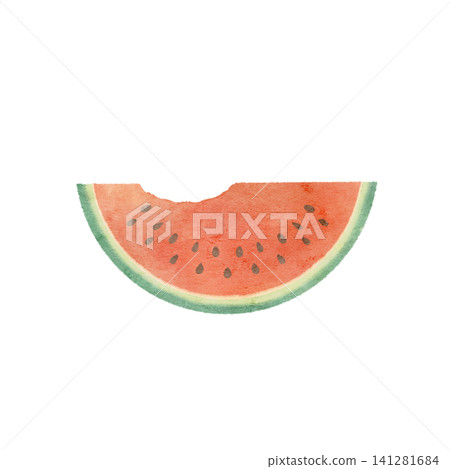 An illustration of a partially eaten, cut watermelon. An illustration of a partially eaten, cut watermelon. 141281684